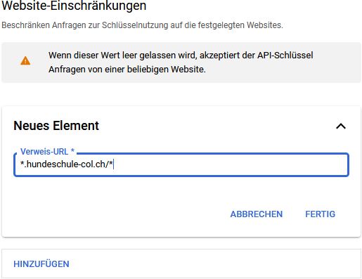 Maps API, Einschränkung