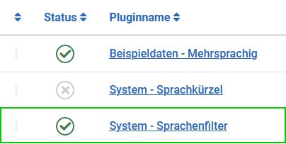 Sprachenfilter-Plugin aktivieren