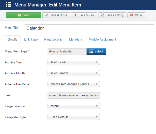 Calendar Layout
