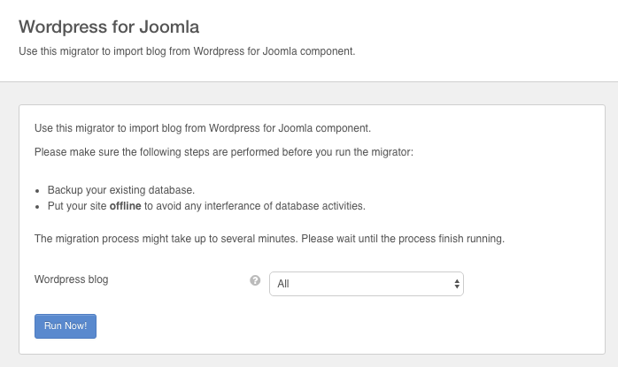 Wordpress for Joomla Migrator