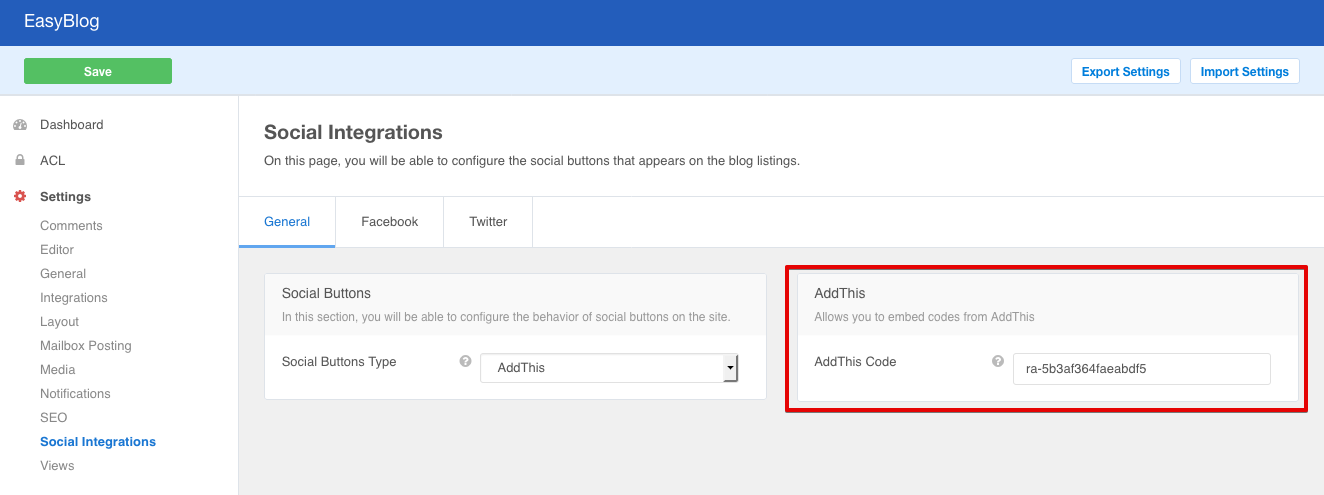 AddThis Configuration