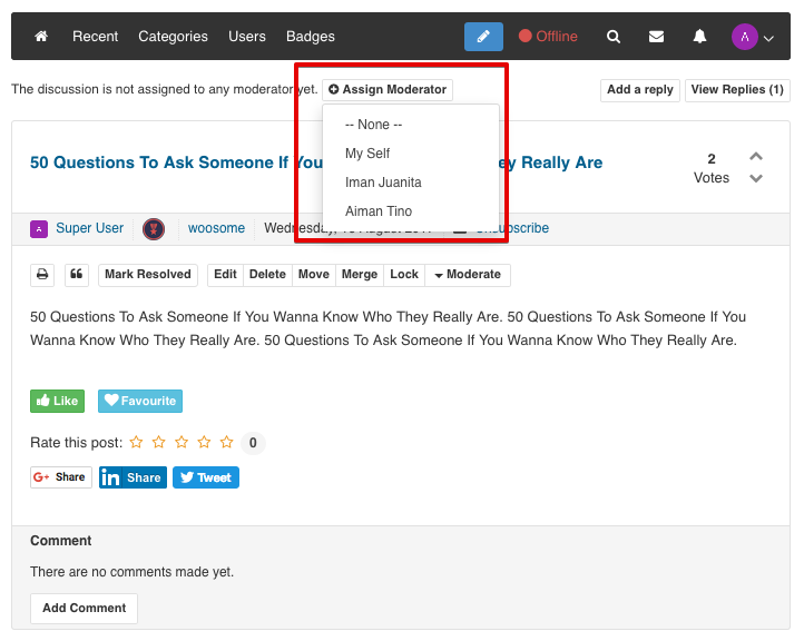 Moderation Configuration
