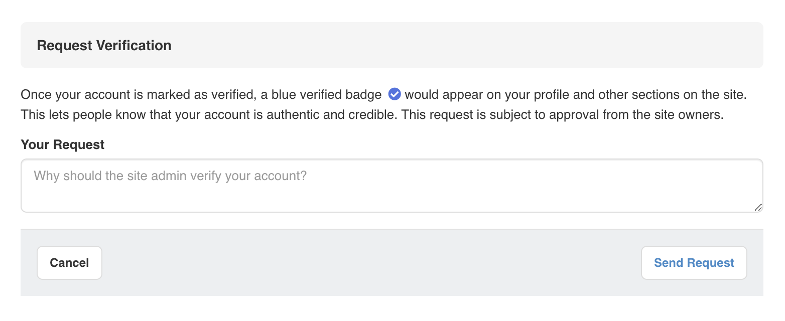 Verification request page