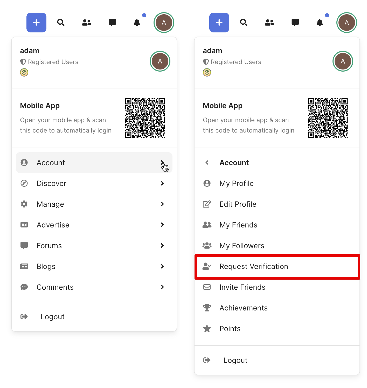 Verification menu toolbar