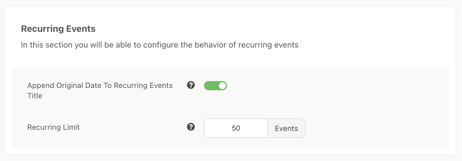 EasySocial Events Settings
