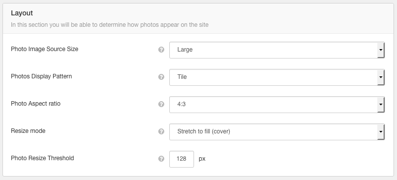 EasySocial Photo Layout Settings