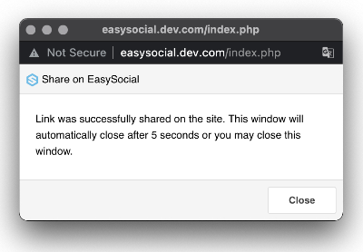 sharer button after share popup