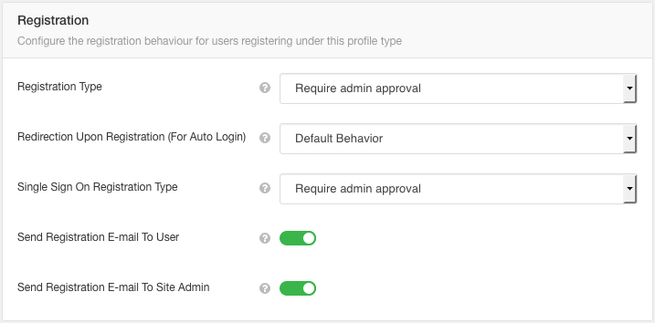 Registration Settings