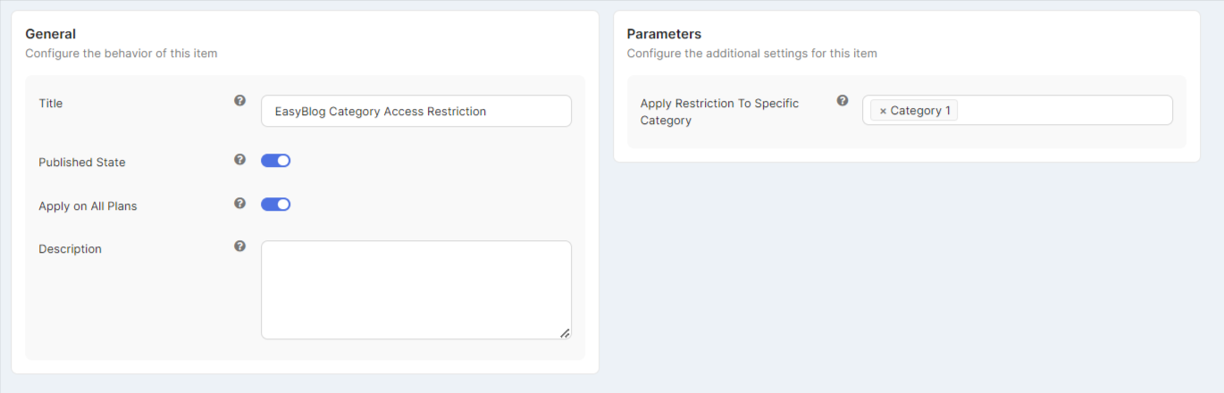 EasyBlog Category Access Restriction App Configuration