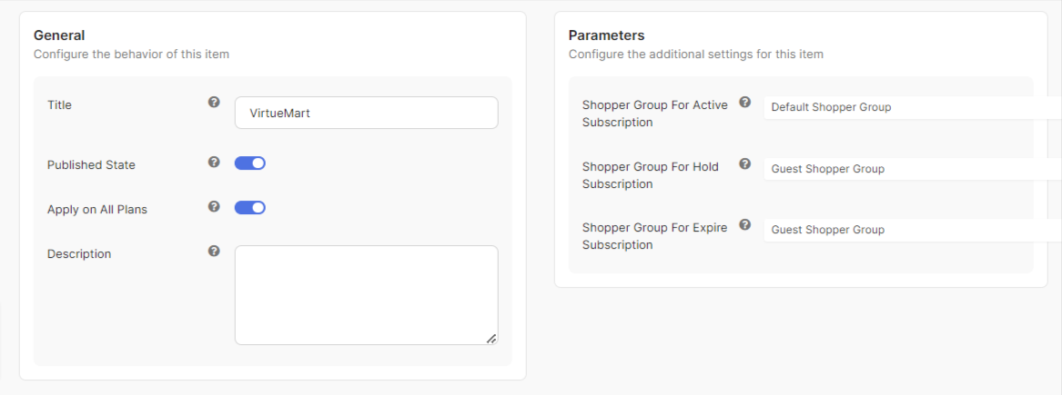 VirtuMart App configuration