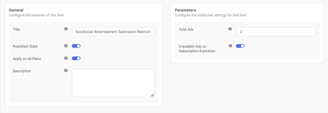 Easysocial Advertisement Submission Restriction Configuration