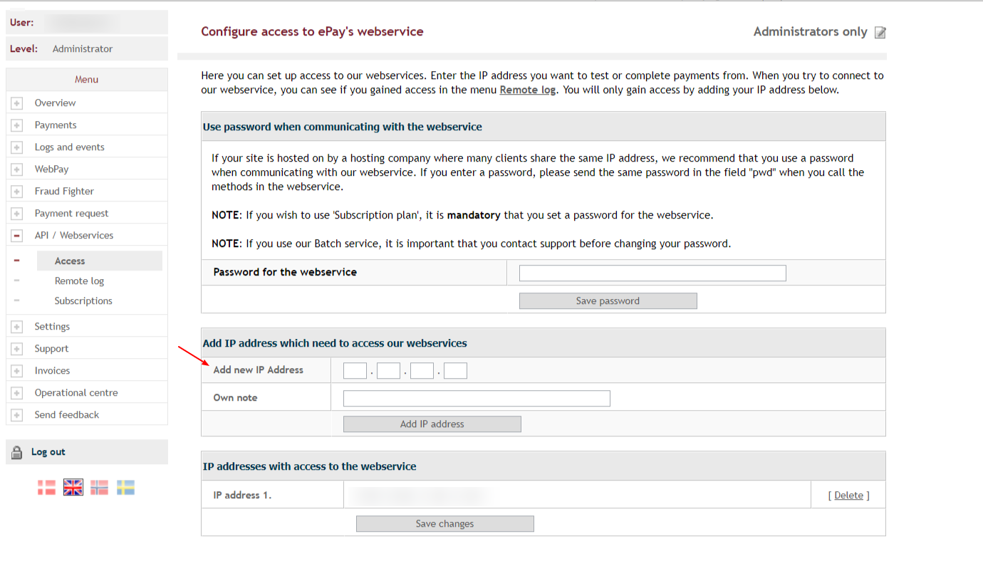 Set your server/site ip