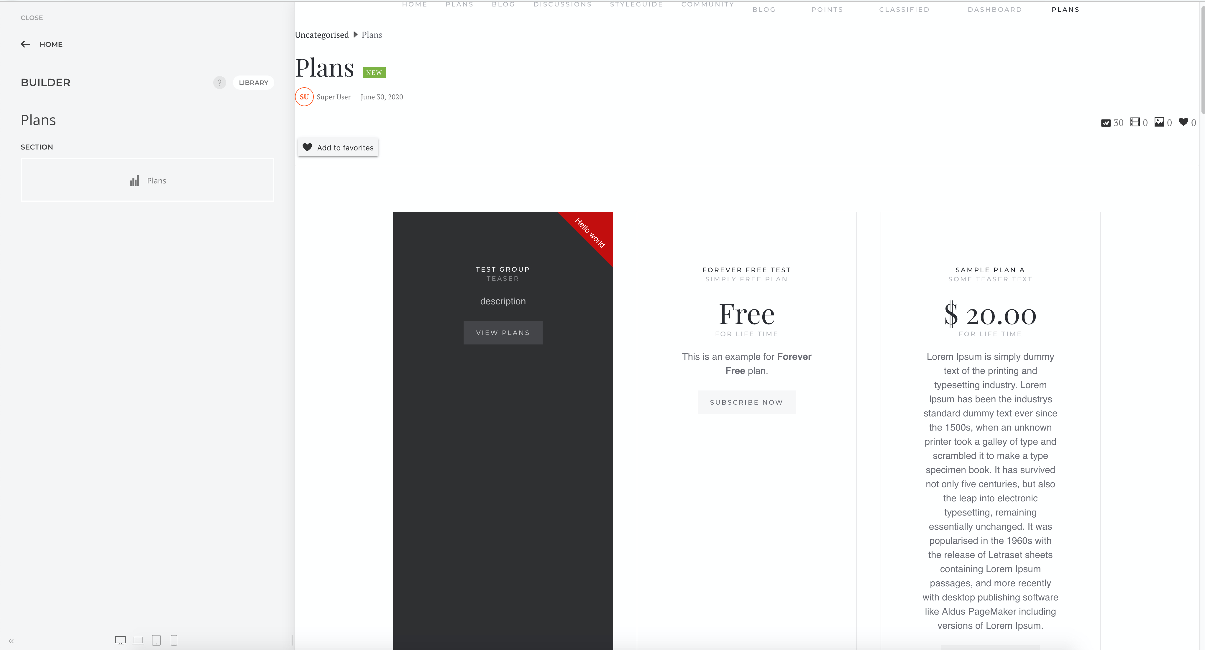Setting up Plans in Yootheme Builder