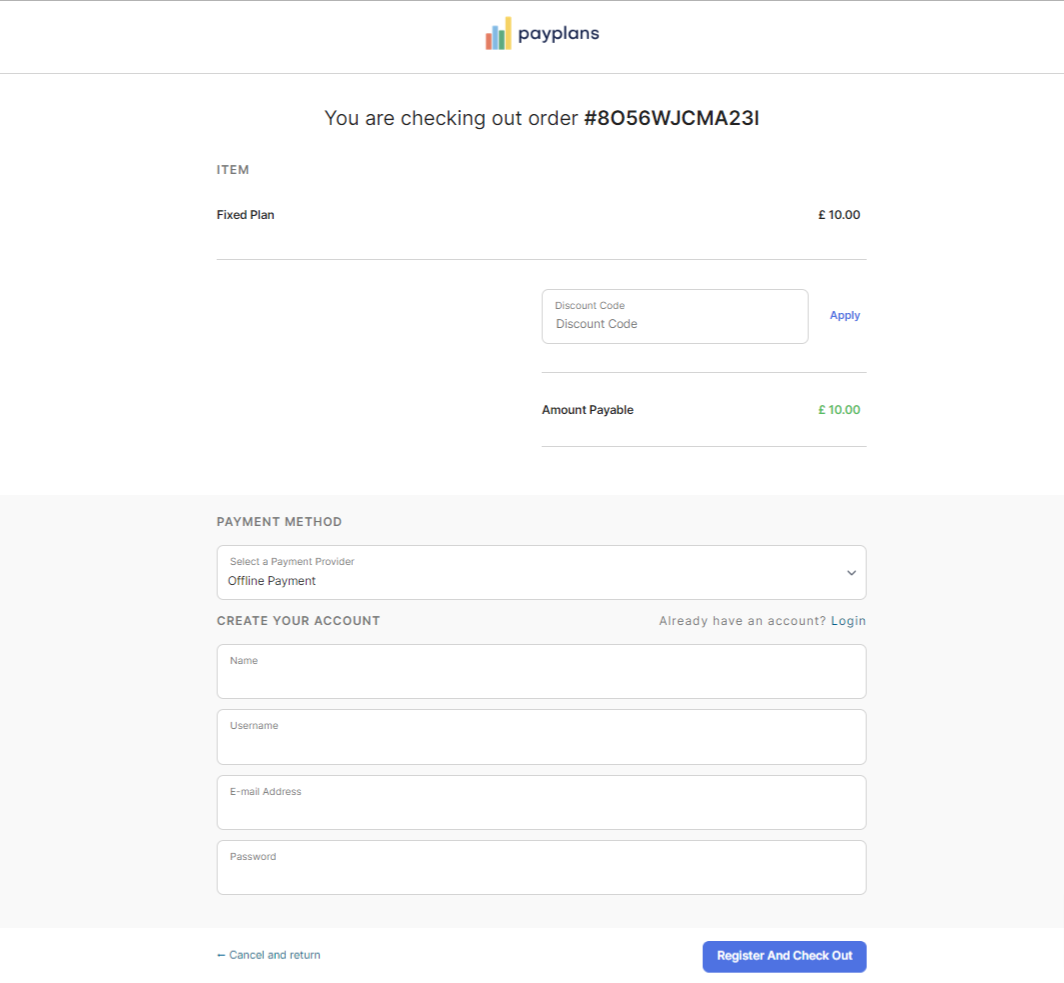 PayPlans In-Built Registration Frontend