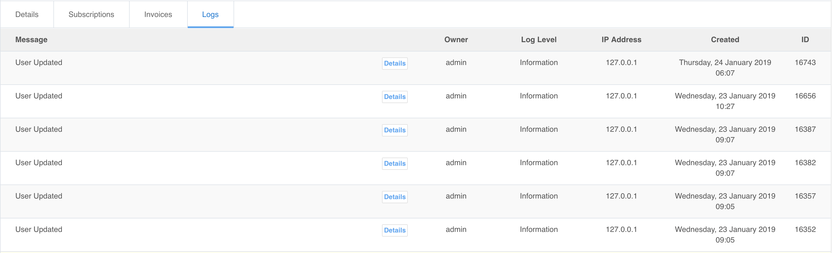 Logs Details